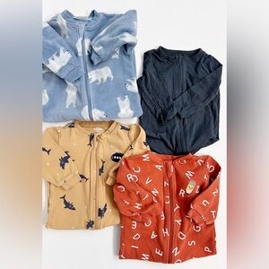 Lot of 4 Baby Boy Sleepers 6M Carter's & Pekkle